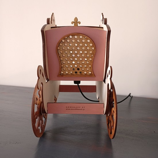Ξύλινο χειροποίητο παιδικό επιτραπέζιο φωτιστικό Πριγκιπική Άμαξα – Mood4Wood