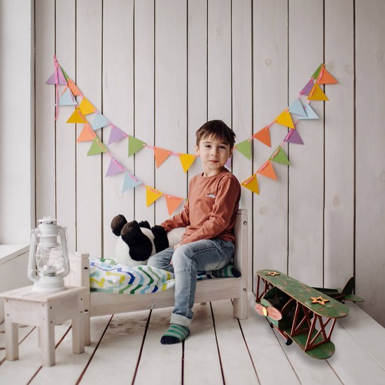 Ξύλινο χειροποίητο παιδικό επιτραπέζιο φωτιστικό Αεροπλάνο Vintage – Mood4Wood