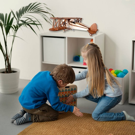 Ξύλινο χειροποίητο παιδικό επιτραπέζιο φωτιστικό Αεροπλάνο – Mood4Wood