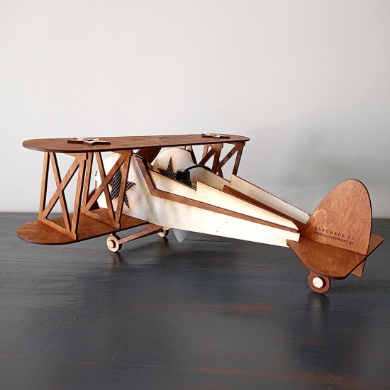 Ξύλινο χειροποίητο παιδικό επιτραπέζιο φωτιστικό Αεροπλάνο – Mood4Wood