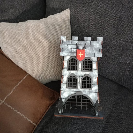 Ξύλινο χειροποίητο παιδικό επιτραπέζιο φωτιστικό Κάστρο Ιπποτών – Mood4Wood