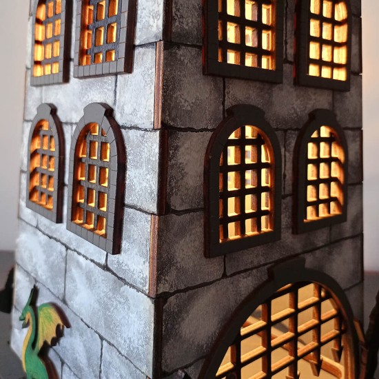 Ξύλινο χειροποίητο παιδικό επιτραπέζιο φωτιστικό Κάστρο Ιπποτών – Mood4Wood