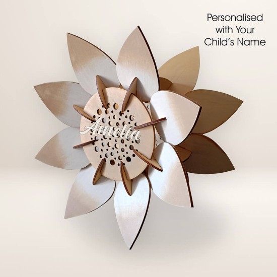 Ξύλινο χειροποίητο επιτραπέζιο φωτιστικό Λουλούδι – Mood4Wood