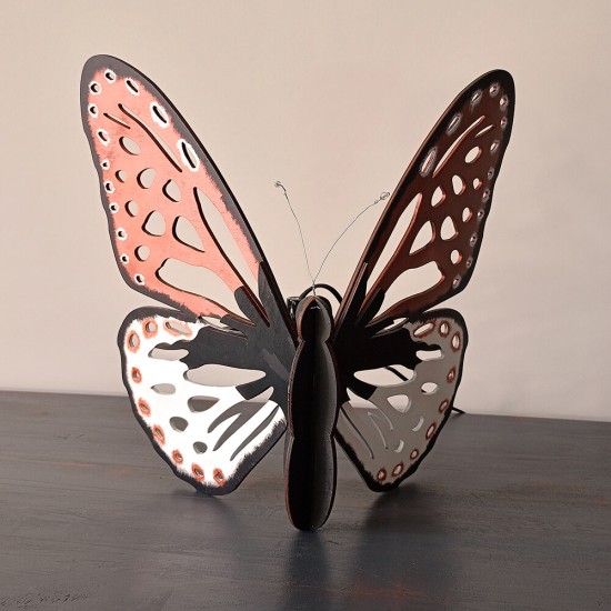 Ξύλινο χειροποίητο επιτραπέζιο φωτιστικό Πεταλούδα – Mood4Wood