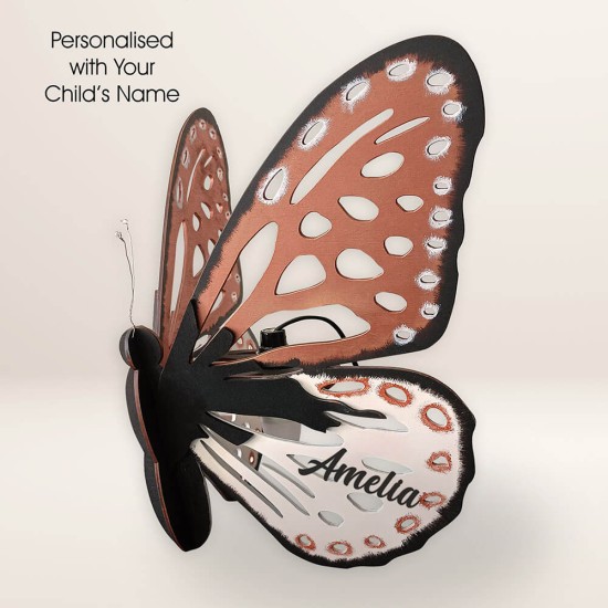 Ξύλινο χειροποίητο επιτραπέζιο φωτιστικό Πεταλούδα – Mood4Wood