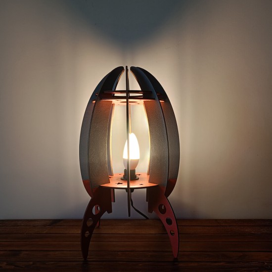 Ξύλινο χειροποίητο παιδικό επιτραπέζιο φωτιστικό Πύραυλος – Mood4Wood