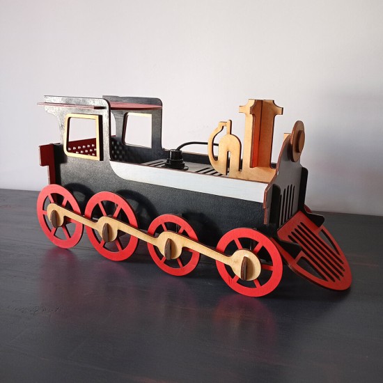 Ξύλινο χειροποίητο παιδικό επιτραπέζιο φωτιστικό Τρενάκι – Mood4Wood