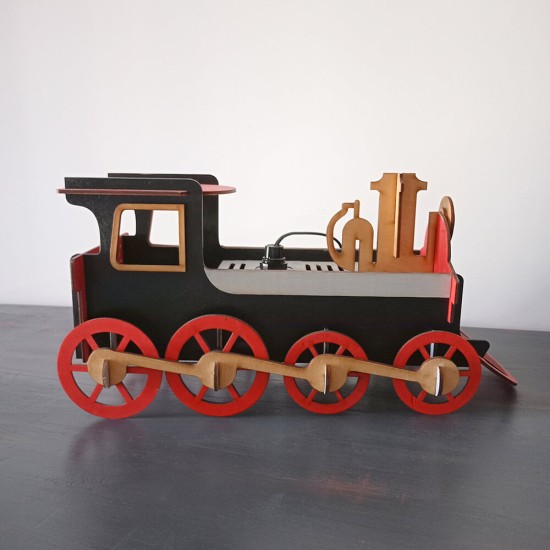 Ξύλινο χειροποίητο παιδικό επιτραπέζιο φωτιστικό Τρενάκι – Mood4Wood
