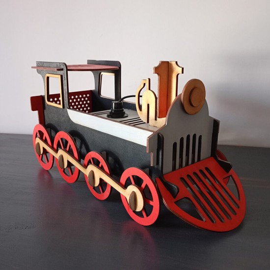 Ξύλινο χειροποίητο παιδικό επιτραπέζιο φωτιστικό Τρενάκι – Mood4Wood