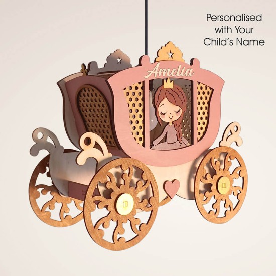 Ξύλινο χειροποίητο παιδικό κρεμαστό φωτιστικό Πριγκιπική Λάμπα – Mood4Wood