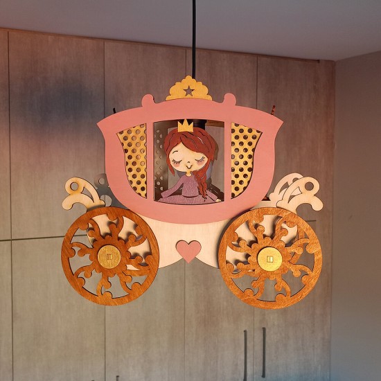 Ξύλινο χειροποίητο παιδικό κρεμαστό φωτιστικό Πριγκιπική Λάμπα – Mood4Wood