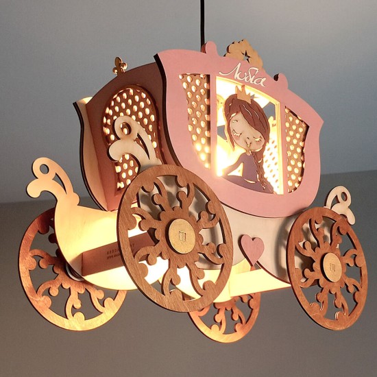 Ξύλινο χειροποίητο παιδικό κρεμαστό φωτιστικό Πριγκιπική Λάμπα – Mood4Wood