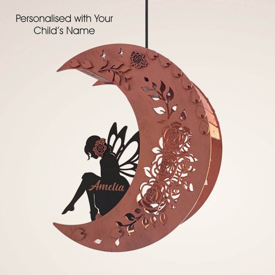 Ξύλινο χειροποίητο παιδικό κρεμαστό φωτιστικό Νεράιδα – Mood4Wood