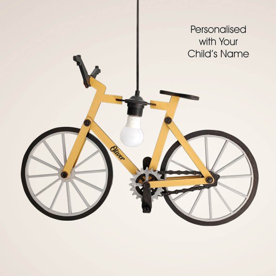 Ξύλινο χειροποίητο κρεμαστό φωτιστικό Ποδήλατο – Mood4Wood