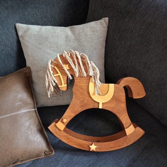 Ξύλινο χειροποίητο παιδικό φωτιστικό τοίχου Κουνιστό Αλογάκι – Mood4Wood