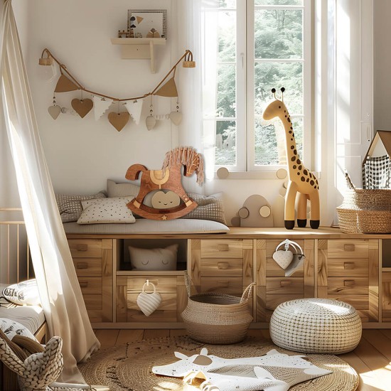 Ξύλινο χειροποίητο παιδικό φωτιστικό τοίχου Κουνιστό Αλογάκι – Mood4Wood