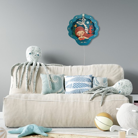 Ξύλινο χειροποίητο παιδικό φωτιστικό τοίχου Γοργόνα – Mood4Wood