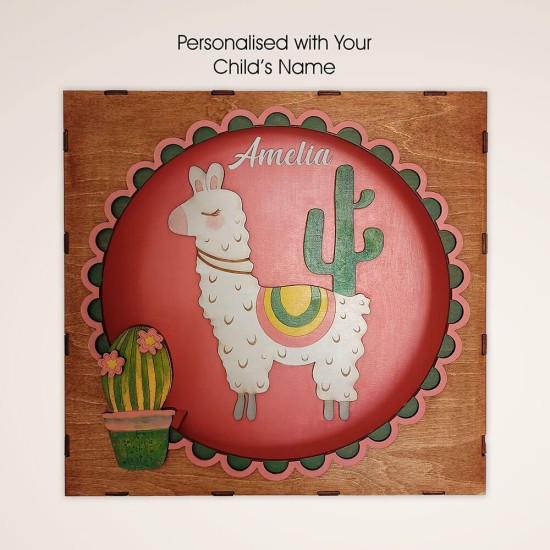 Ξύλινο χειροποίητο παιδικό φωτιστικό τοίχου Λάμα – Mood4Wood