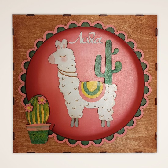 Ξύλινο χειροποίητο παιδικό φωτιστικό τοίχου Λάμα – Mood4Wood