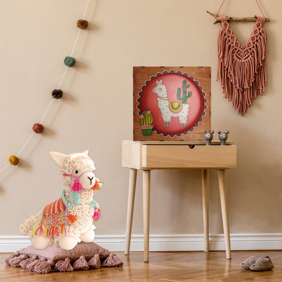 Ξύλινο χειροποίητο παιδικό φωτιστικό τοίχου Λάμα – Mood4Wood