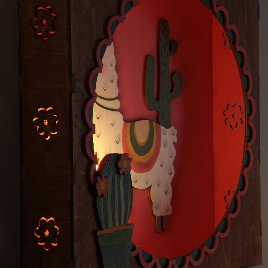 Ξύλινο χειροποίητο παιδικό φωτιστικό τοίχου Λάμα – Mood4Wood