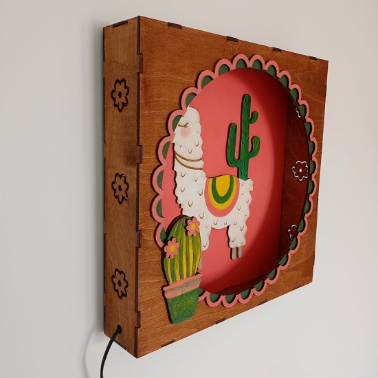 Ξύλινο χειροποίητο παιδικό φωτιστικό τοίχου Λάμα – Mood4Wood