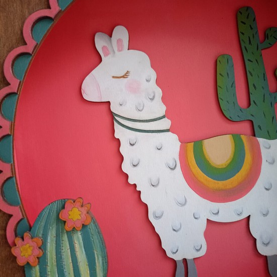 Ξύλινο χειροποίητο παιδικό φωτιστικό τοίχου Λάμα – Mood4Wood