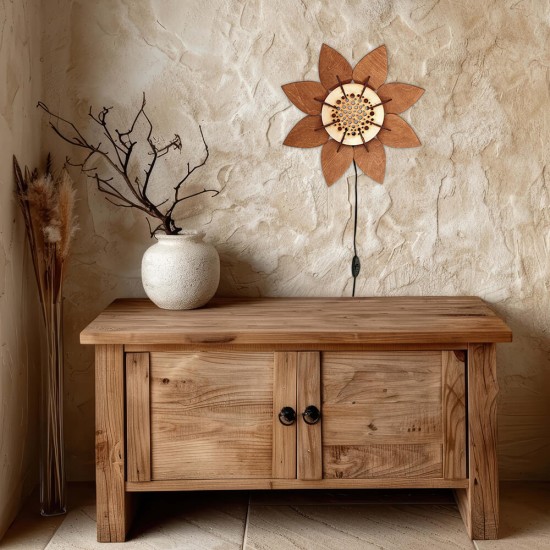 Ξύλινο χειροποίητο φωτιστικό τοίχου Λουλούδι – Mood4Wood