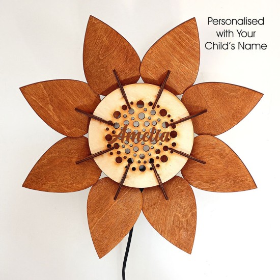 Ξύλινο χειροποίητο φωτιστικό τοίχου Λουλούδι – Mood4Wood