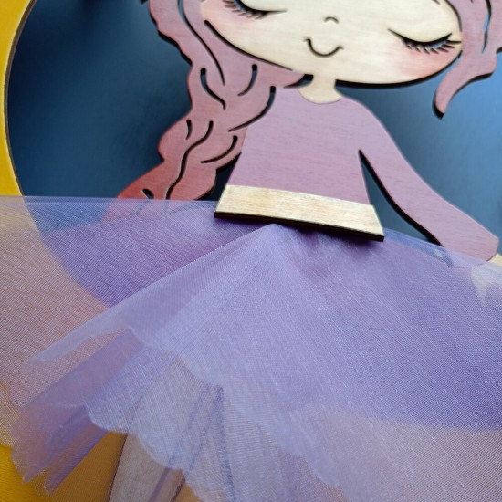 Ξύλινο χειροποίητο παιδικό φωτιστικό τοίχου Πριγκίπισσα – Mood4Wood