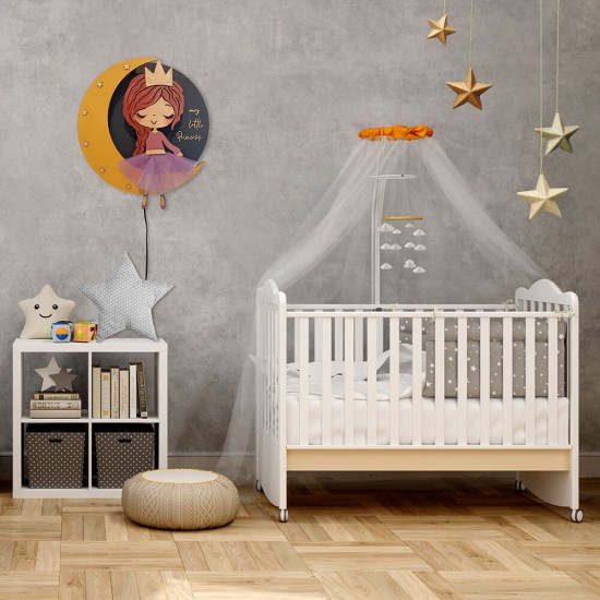 Ξύλινο χειροποίητο παιδικό φωτιστικό τοίχου Πριγκίπισσα – Mood4Wood