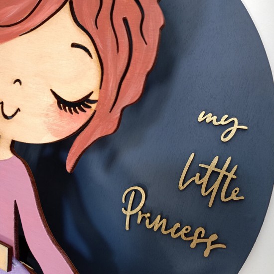 Ξύλινο χειροποίητο παιδικό φωτιστικό τοίχου Πριγκίπισσα – Mood4Wood
