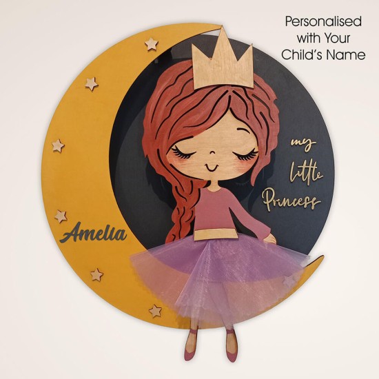 Ξύλινο χειροποίητο παιδικό φωτιστικό τοίχου Πριγκίπισσα – Mood4Wood