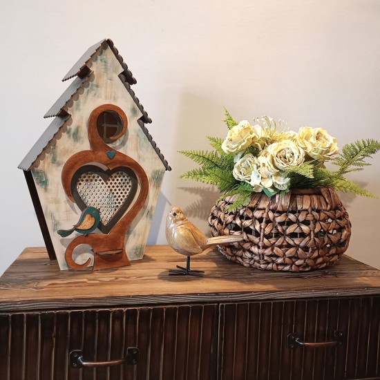 Ξύλινο χειροποίητο παιδικό φωτιστικό τοίχου Σπιτάκι Γαλάζιο – Mood4Wood