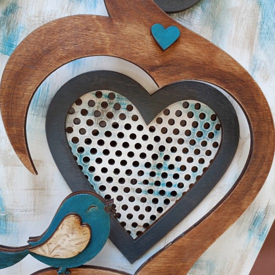 Ξύλινο χειροποίητο παιδικό φωτιστικό τοίχου Σπιτάκι Γαλάζιο – Mood4Wood