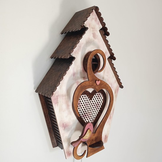 Ξύλινο χειροποίητο παιδικό φωτιστικό τοίχου & επιτραπέζιο Σπιτάκι Ροζ – Mood4Wood