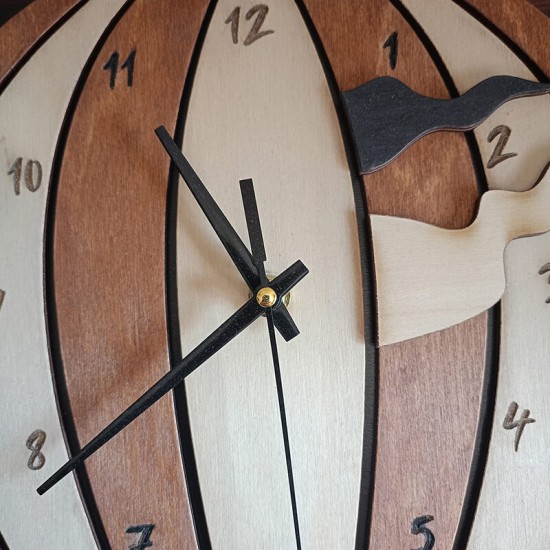 Παιδικό ρολόι τοίχου Αερόστατο από ξύλο χειροποίητο