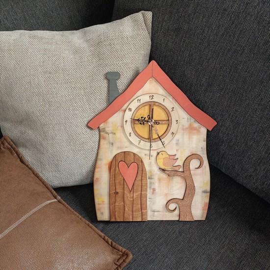 Ρολόι Τοίχου Σπιτάκι Πορτοκαλί