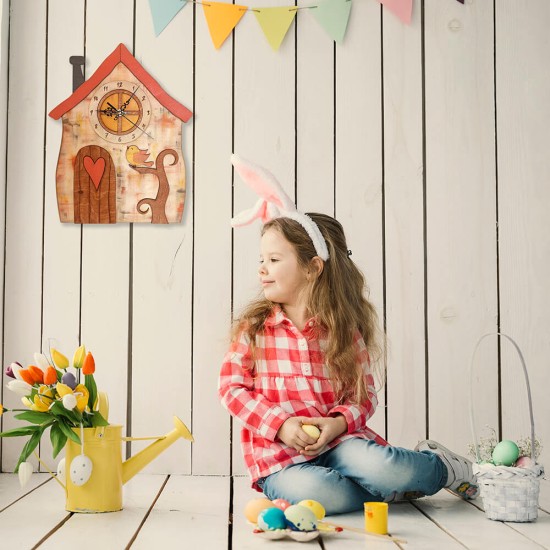 Ρολόι Τοίχου Σπιτάκι Πορτοκαλί