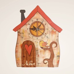 Ρολόι Τοίχου Σπιτάκι Πορτοκαλί