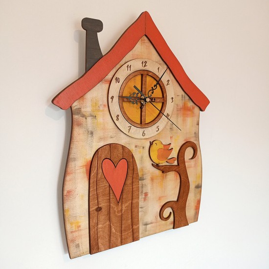 Ρολόι Τοίχου Σπιτάκι Πορτοκαλί